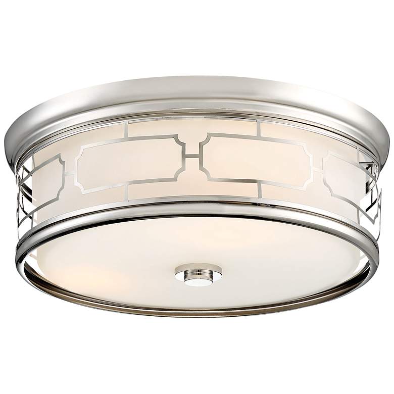 Image 2 Minka Flush Mount 16" Wide Polished Nickel Drum LED Ceiling Light
