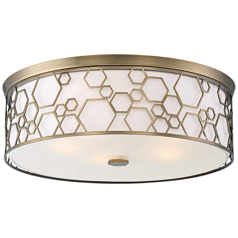 Image 2 Minka Flush Mount 20" Wide Polished Satin Brass Drum LED Ceiling Light