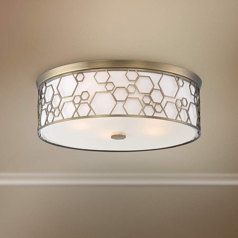 Image 1 Minka Flush Mount 20" Wide Polished Satin Brass Drum LED Ceiling Light
