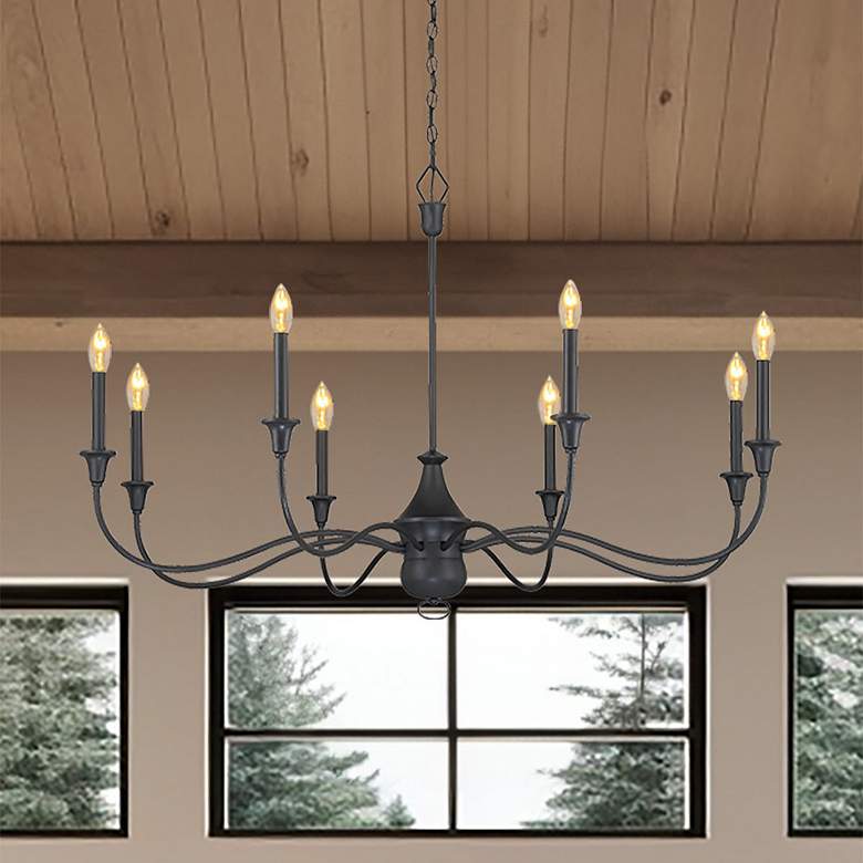 Image 1 Minka Halifax County 48" 8-Light Textured Black Candelabra Chandelier