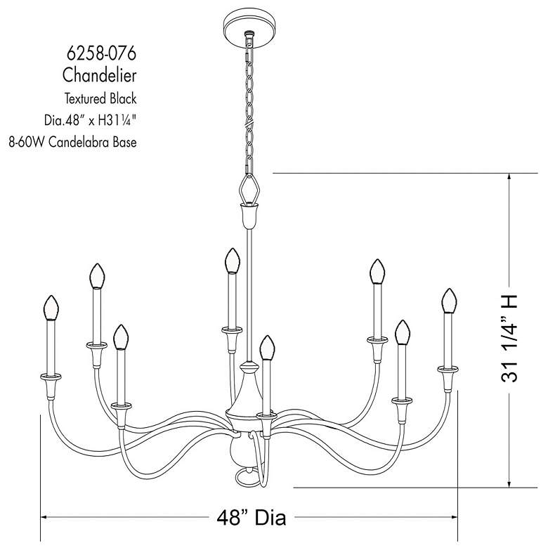 Image 5 Minka Halifax County 48" 8-Light Textured Black Candelabra Chandelier more views