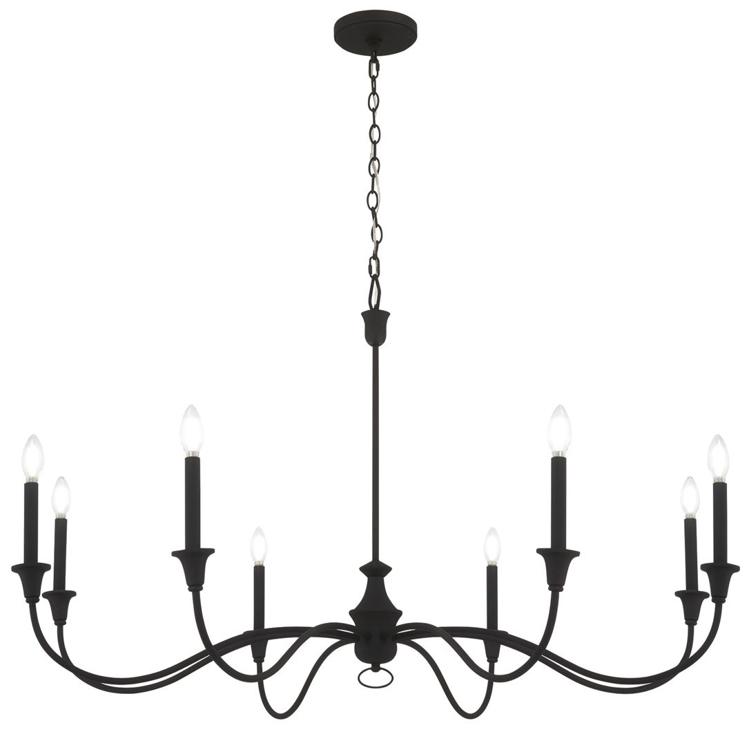 Minka Halifax County 48" 8-Light Textured Black Candelabra Chandelier