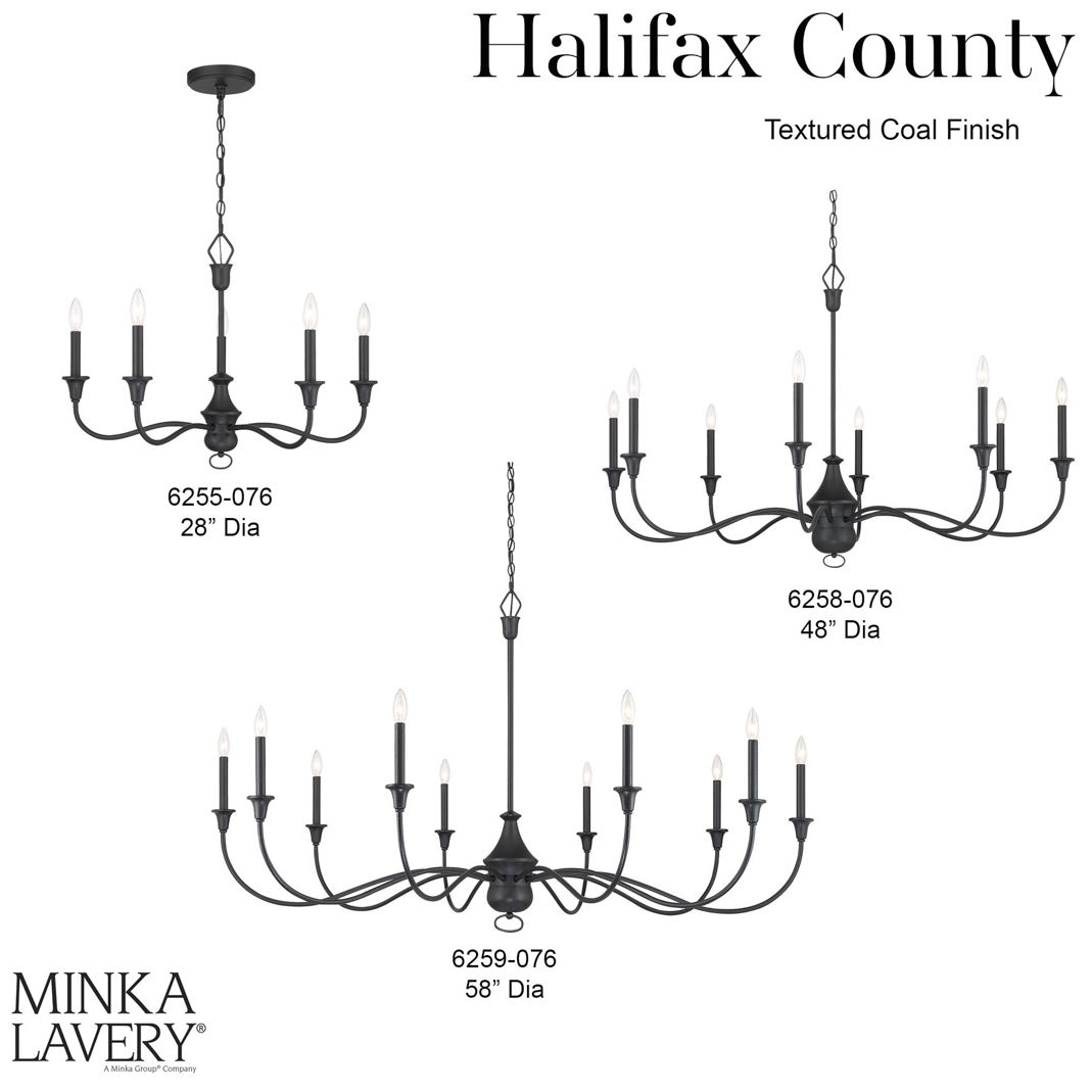 Minka Halifax County 48" 8-Light Textured Black Candelabra Chandelier
