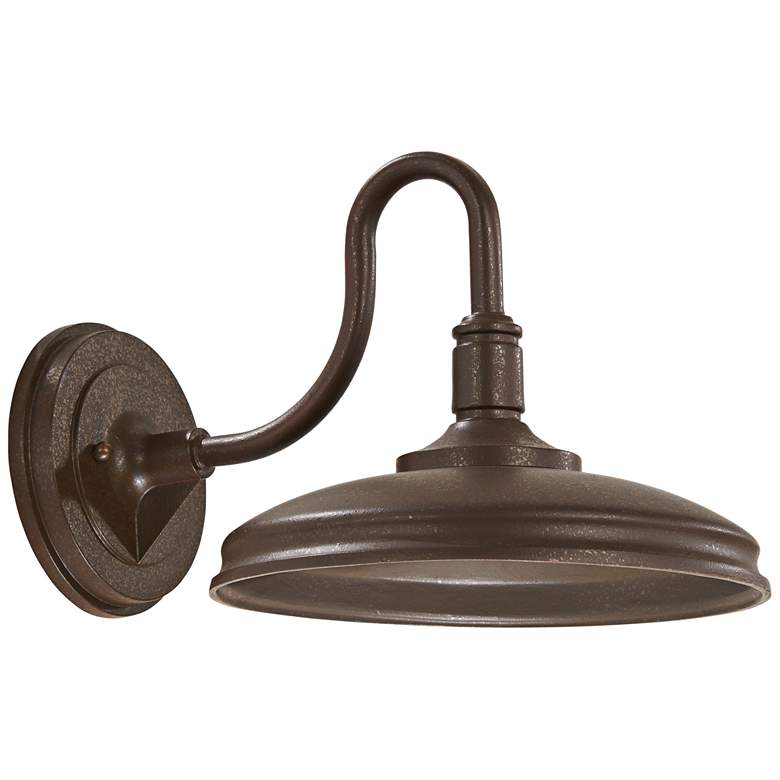 Image 1 Minka Harbison 8 3/4" High Textured Bronze LED Outdoor Wall Light