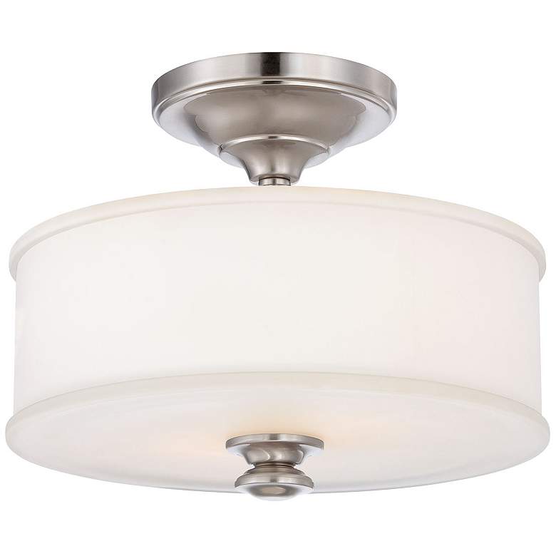 Image 1 Minka Harbour Point 13 1/2" Wide Brushed Nickel Drum Ceiling Light