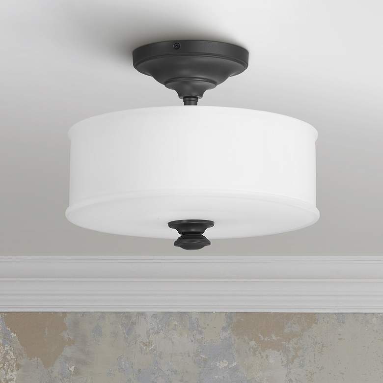 Image 1 Minka Harbour Point 13 1/2" Wide Coal Black Ceiling Light