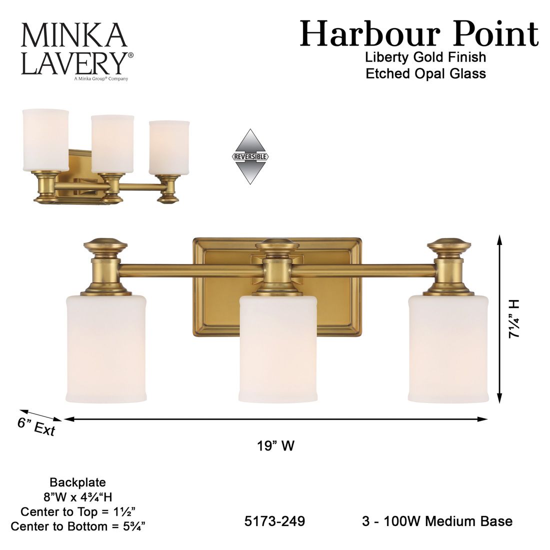 Minka Harbour Point 19" Wide 3-Light Liberty Gold Bath Light