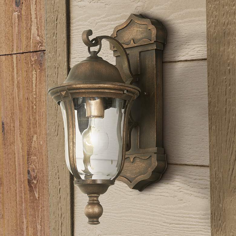 Image 1 Minka Havenwood 19" Tavira Bronze and Alder Silver Outdoor Wall Light