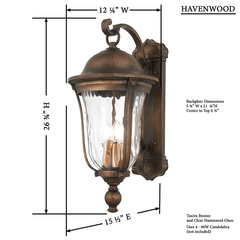 Image 5 Minka Havenwood 26 3/4" Tavira Bronze Alder Silver Outdoor Wall Light more views