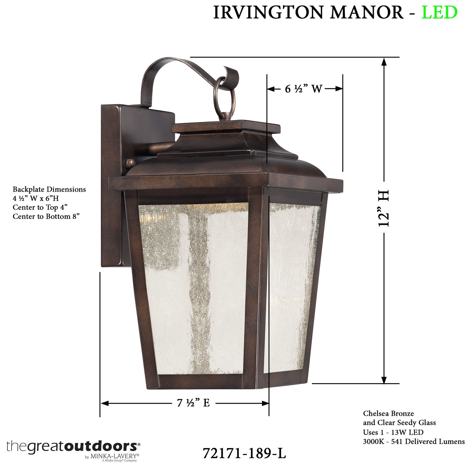Minka Irvington Manor 12" High Bronze LED Outdoor Wall Light