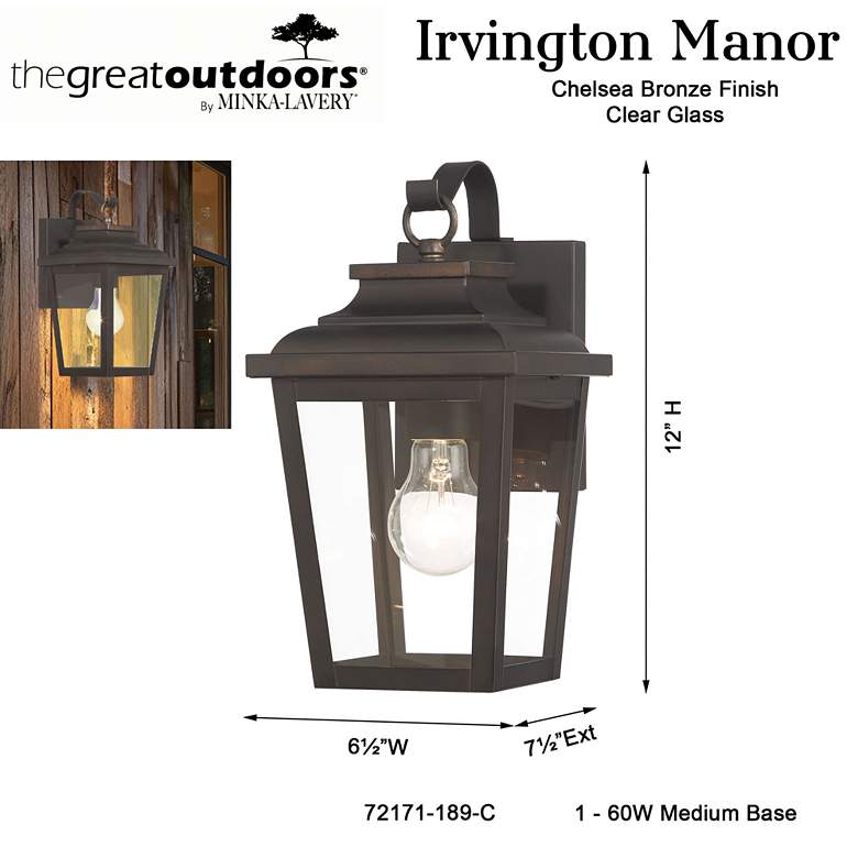 Image 6 Minka Irvington Manor 12" High Chelesa Bronze Outdoor Wall Light more views