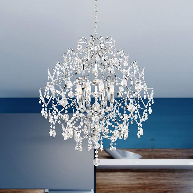 Image 1 Minka Isabella's Crown 30 1/2" Chrome Crystal 8-Light Chandelier