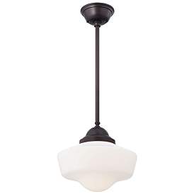 Image1 of Minka Kaya 13 3/4" Wide Brushed Bronze Schoolhouse Glass Pendant Light