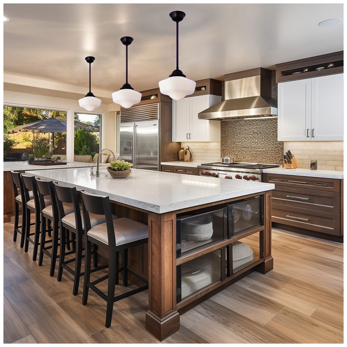 Image 4 Minka Kaya 13 3/4" Wide Brushed Bronze Schoolhouse Glass Pendant Light more views