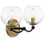 1_Minka Kearney Park 14" Wide 2-Light Black and Soft Brass Vanity Light
