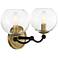 Minka Kearney Park 14" Wide 2-Light Black and Soft Brass Vanity Light