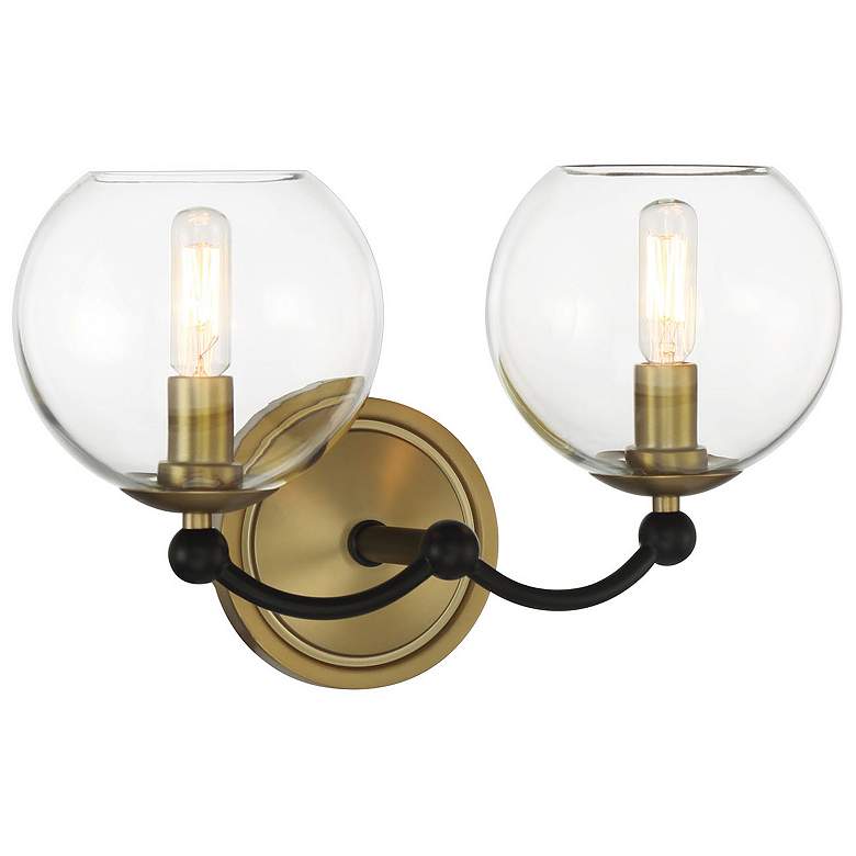 Image 2 Minka Kearney Park 14" Wide 2-Light Black and Soft Brass Vanity Light more views