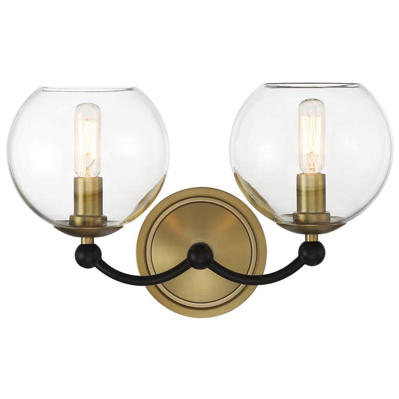Image 3 Minka Kearney Park 14" Wide 2-Light Black and Soft Brass Vanity Light more views