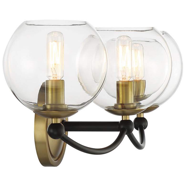 Image 5 Minka Kearney Park 14" Wide 2-Light Black and Soft Brass Vanity Light more views