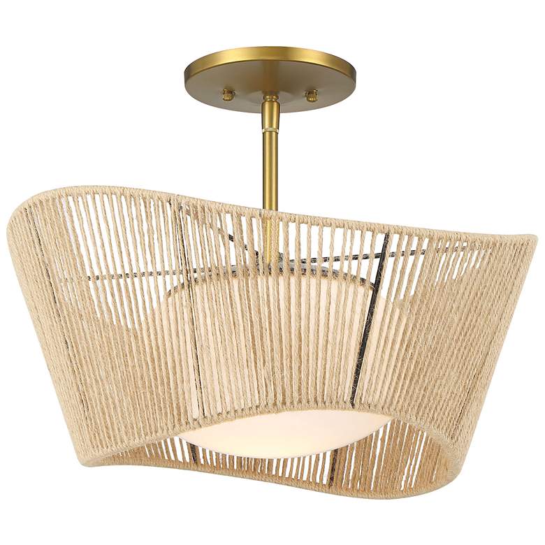 Image 2 Minka Key Largo 15" Wide Opal Glass and Rope Modern Ceiling Light