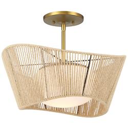 Minka Key Largo 15" Wide Opal Glass and Rope Modern Ceiling Light