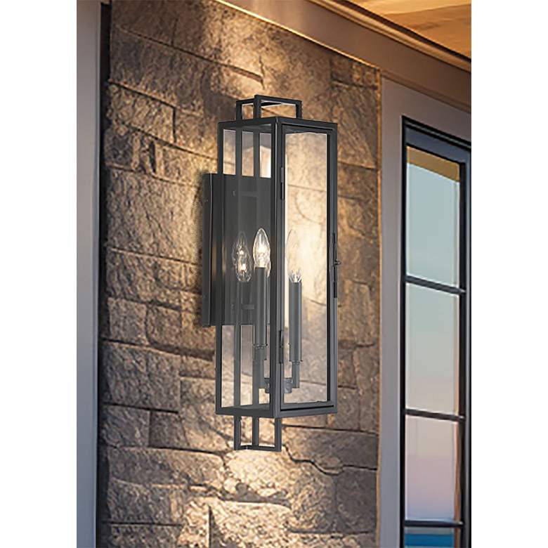 Image 1 Minka Knoll Road 27 1/4" Black and Clear Glass Outdoor Wall Mount