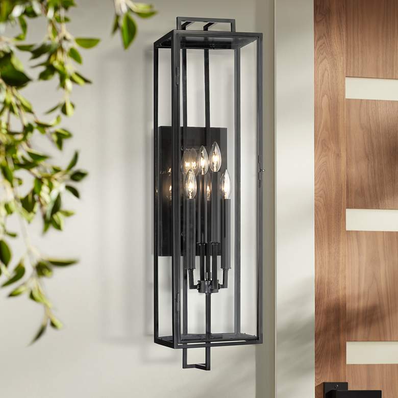 Image 1 Minka Knoll Road 35" High Coal 4-Light Outdoor Wall Light