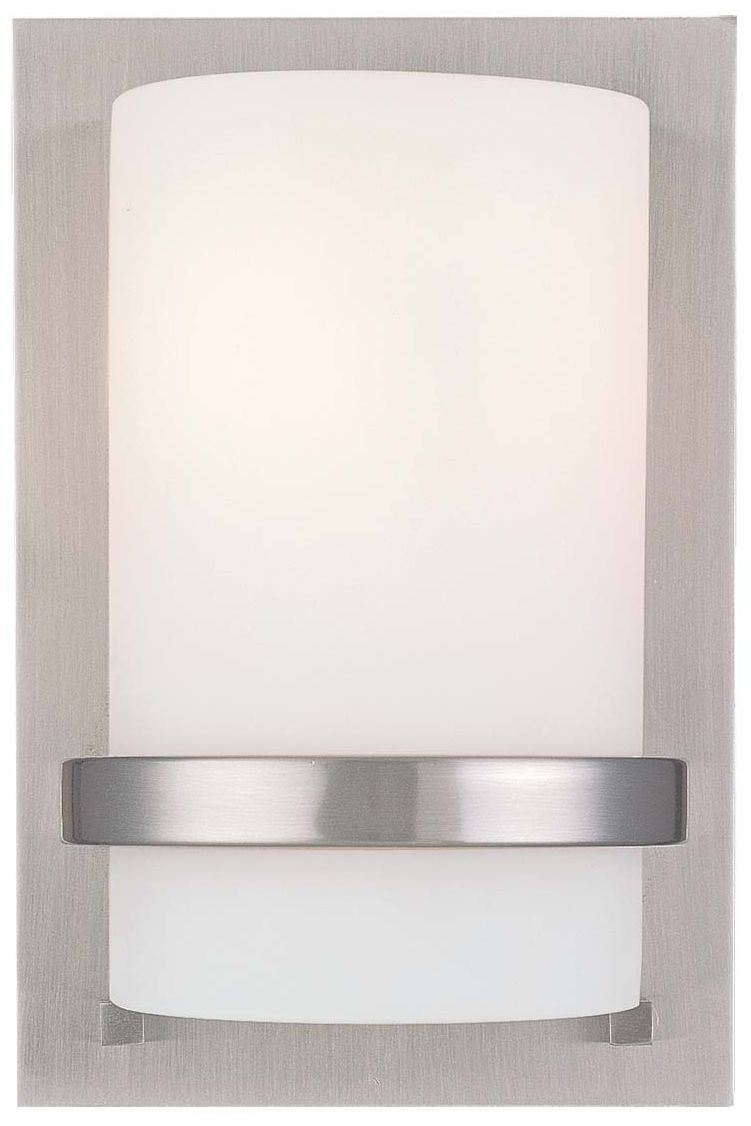 Minka-Lavery 1-Light Brushed Nickel Wall Sconce with White Glass Shade