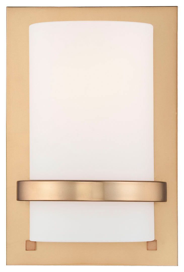 Image 3 Minka-Lavery 1-Light Honey Gold Wall Sconce with Etched White Glass Shade more views