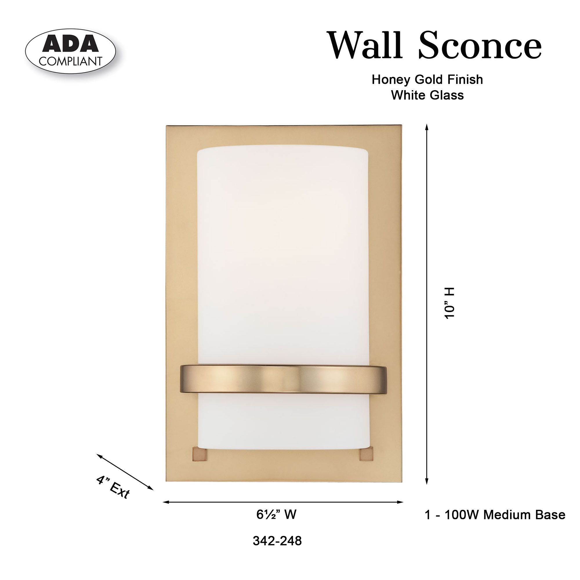 Image 4 Minka-Lavery 1-Light Honey Gold Wall Sconce with Etched White Glass Shade more views