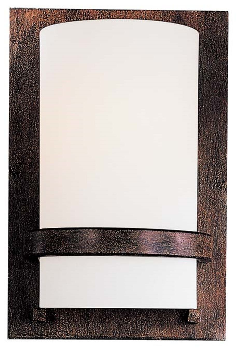 Minka-Lavery 1-Light Iron Oxide Wall Sconce with Etched White Glass Shade