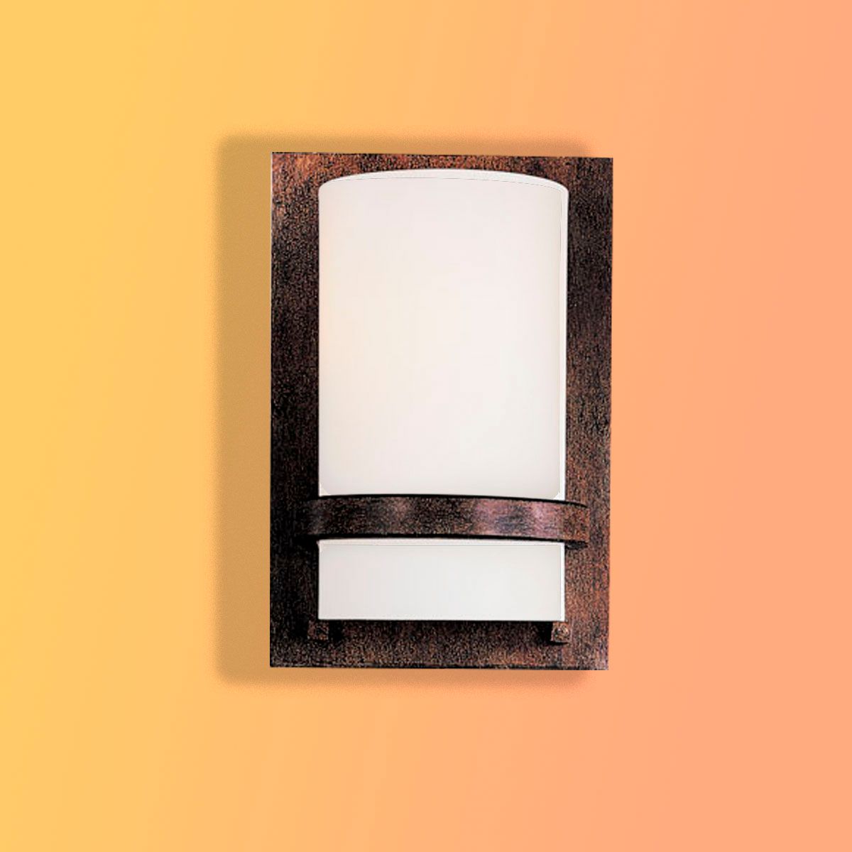 Image 3 Minka-Lavery 1-Light Iron Oxide Wall Sconce with Etched White Glass Shade more views