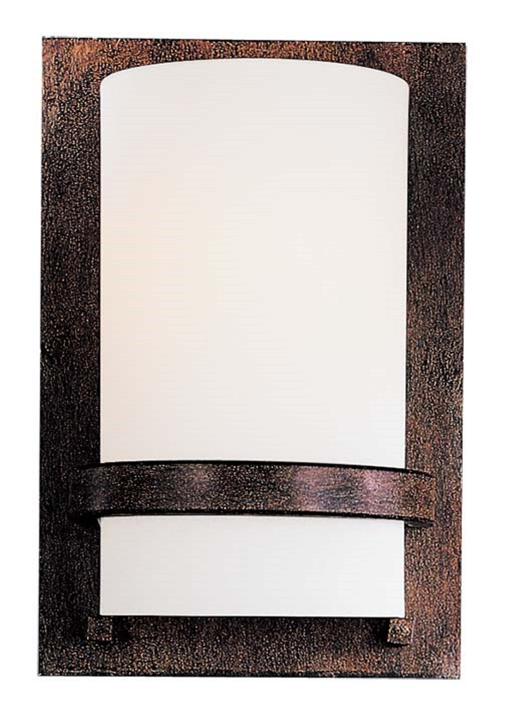 Image 5 Minka-Lavery 1-Light Iron Oxide Wall Sconce with Etched White Glass Shade more views