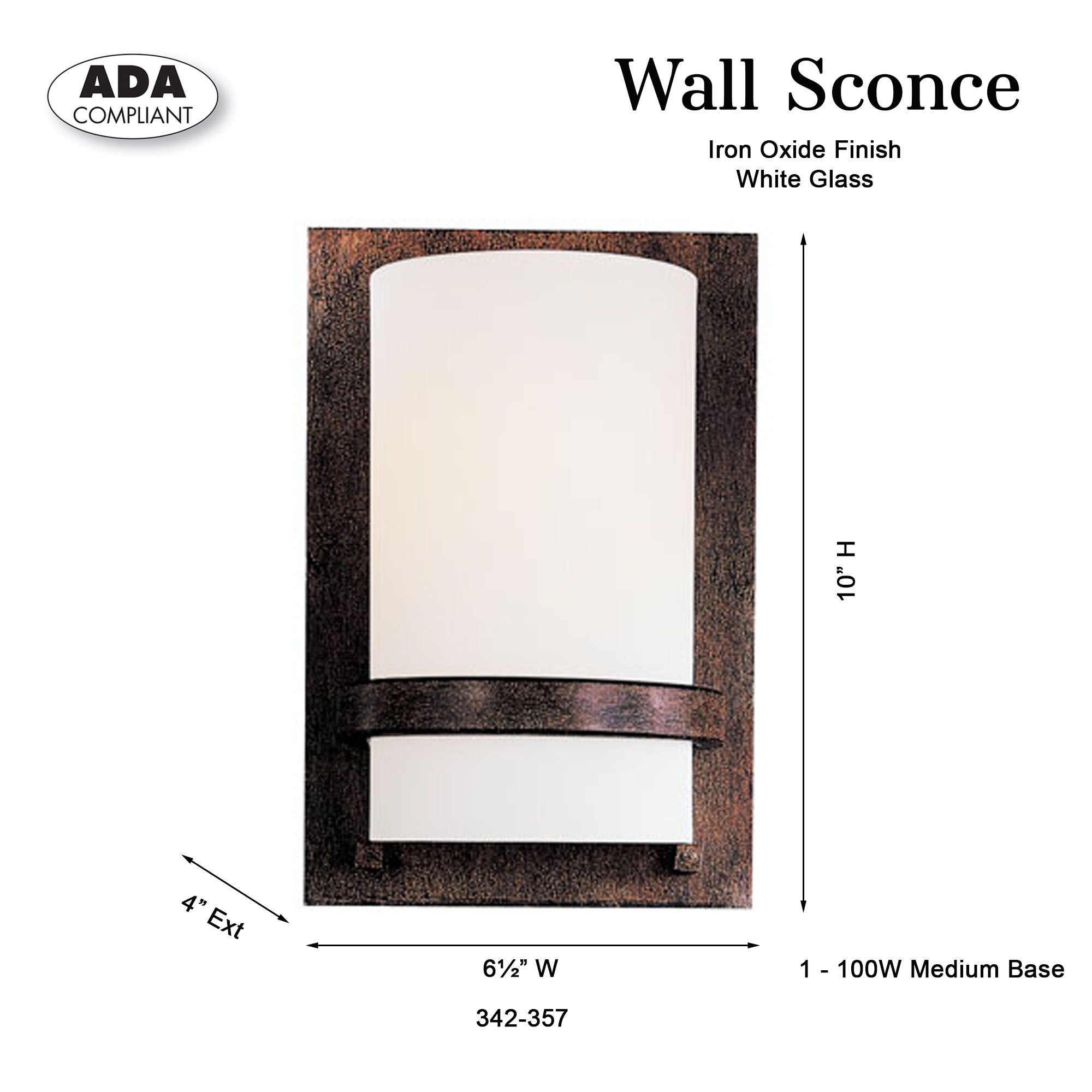 Image 6 Minka-Lavery 1-Light Iron Oxide Wall Sconce with Etched White Glass Shade more views