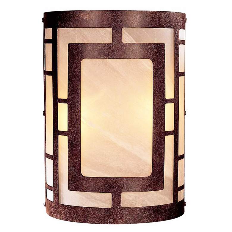 Image 3 Minka Lavery 11 inch High Nutmeg Finish and Marble Glass Wall Sconce