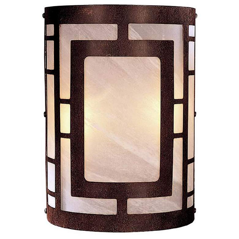 Image 3 Minka Lavery 11 inch High Nutmeg Finish and Marble Glass Wall Sconce