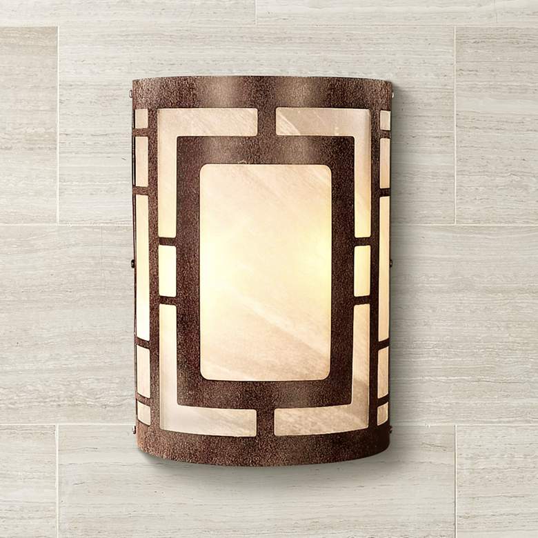 Image 2 Minka Lavery 11 inch High Nutmeg Finish and Marble Glass Wall Sconce