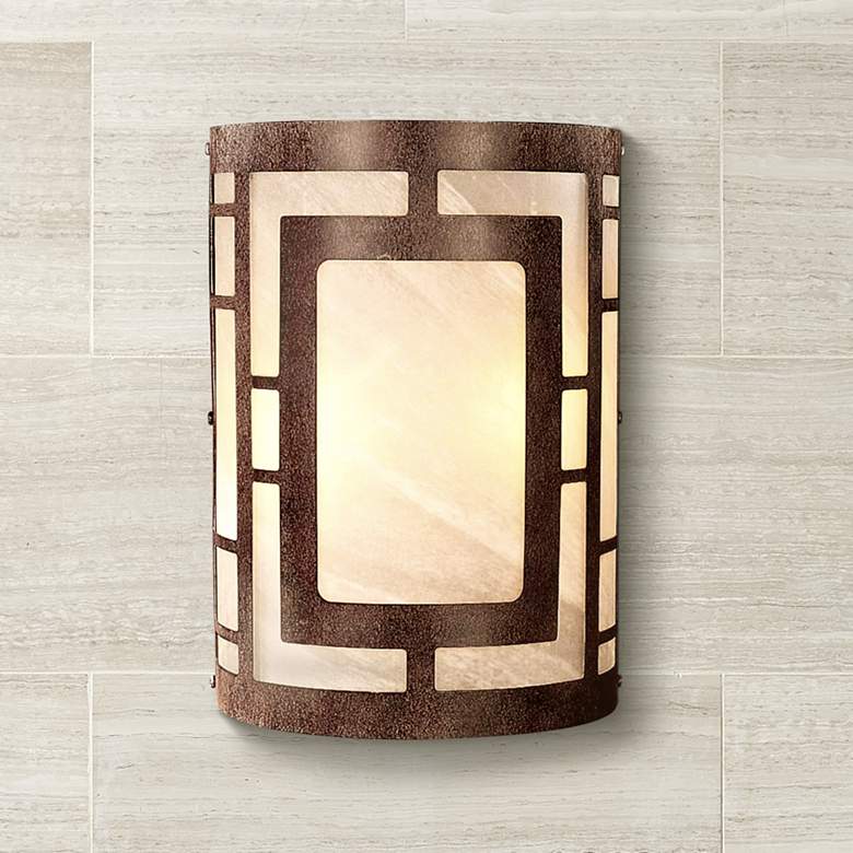 Image 2 Minka Lavery 11" High Nutmeg Finish and Marble Glass Wall Sconce