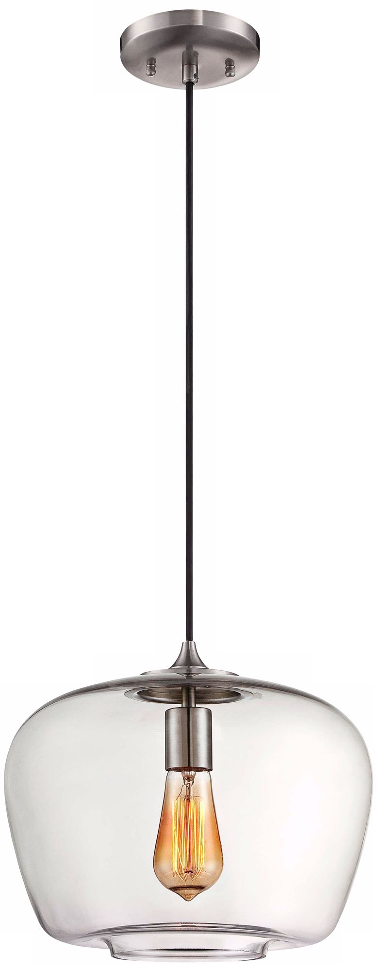 Image 3 Minka-Lavery 12.25-inch 1-Light Brushed Nickel Mini-Pendant Light more views
