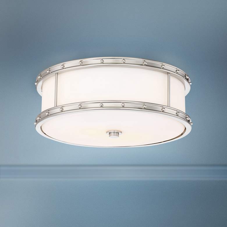 Image 1 Minka Lavery 15 1/2 inch Wide Brushed Nickel Drum LED Ceiling Light