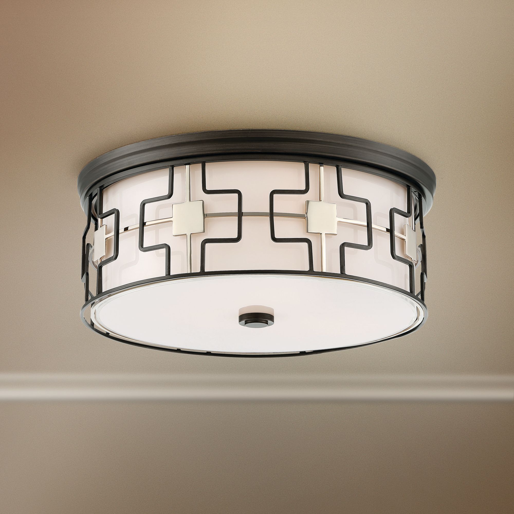 Thumbnail1 of Minka-Lavery 16-inch LED Dark Gray and Polished Nickel Flush Mount