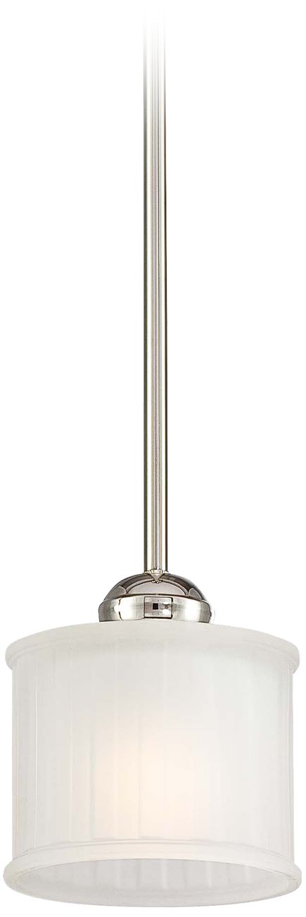 Thumbnail1 of Minka Lavery 1730 Series 1-Light 5.75-in Polished Nickel Pendant with Shade