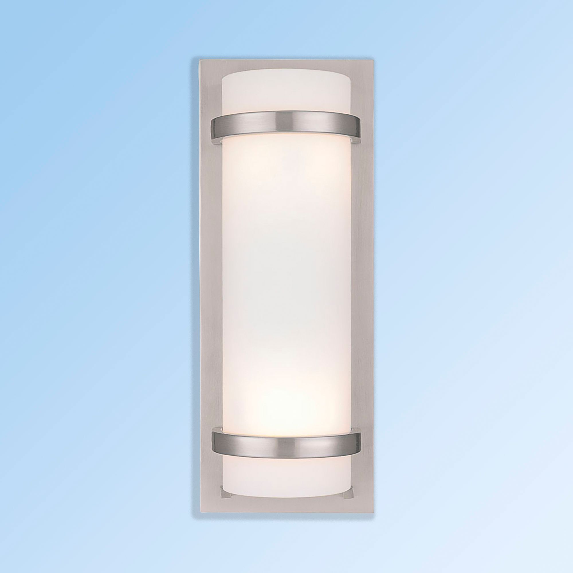 Image 4 Minka-Lavery 2-Light Brushed Nickel Wall Sconce with White Glass Shade more views