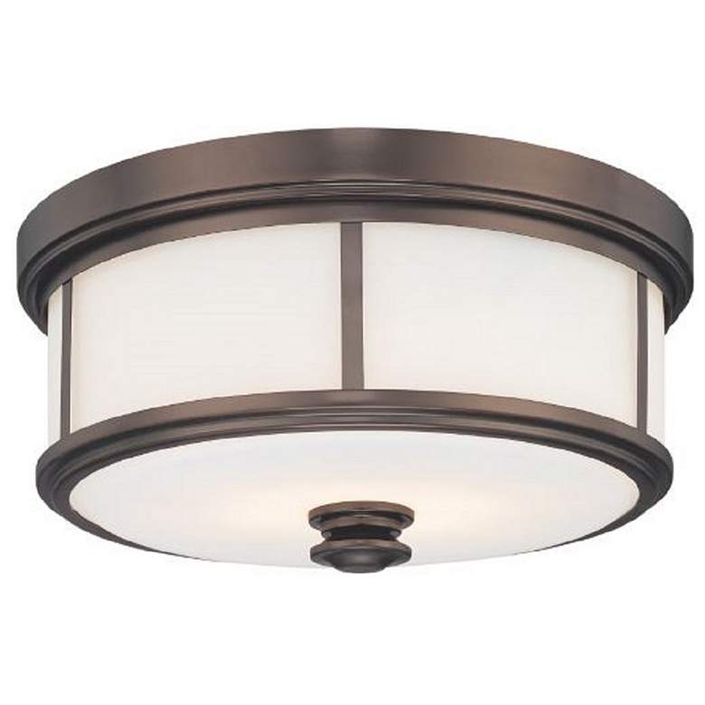 Image 1 Minka Lavery 3-Light 16-in Harvard Bronze Flush Mount with Glass Shades