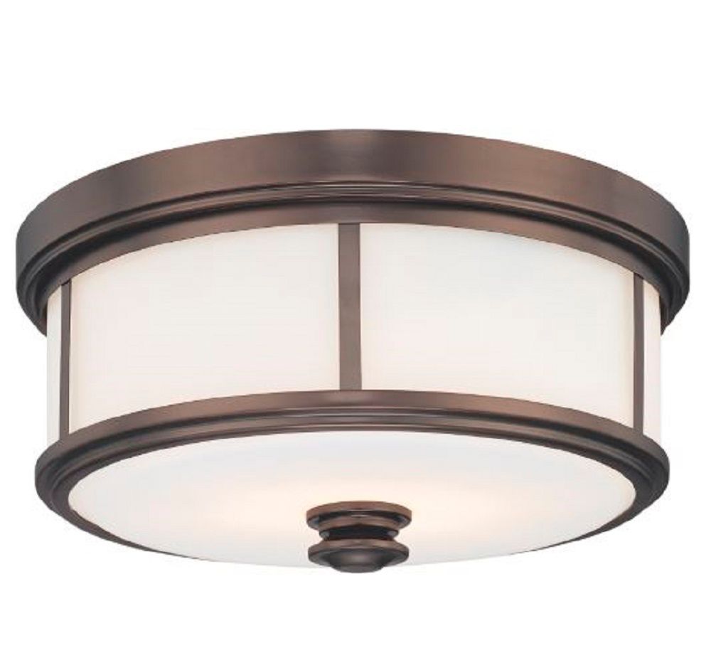 Image 3 Minka Lavery 3-Light 16-in Harvard Bronze Flush Mount with Glass Shades more views