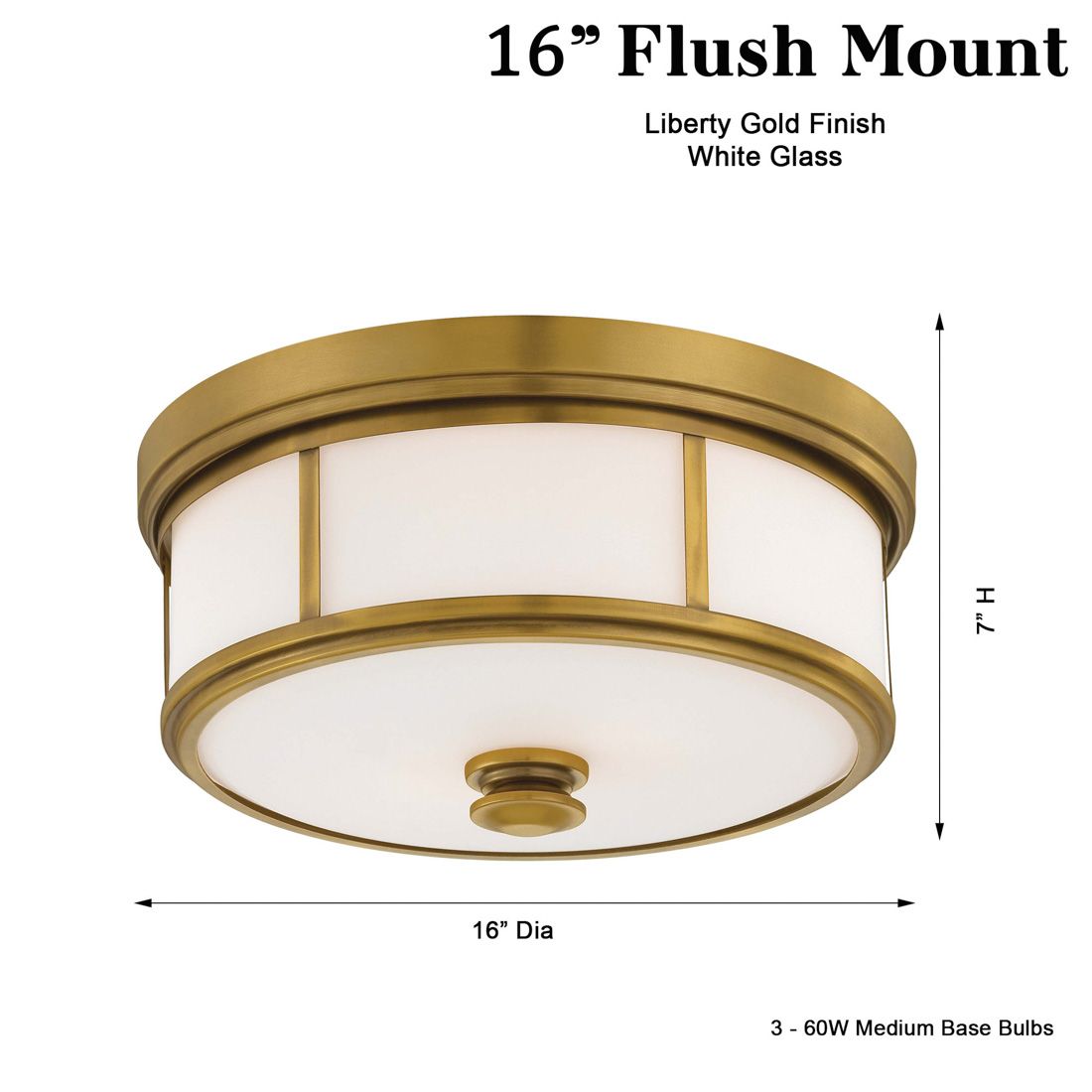 Image 4 Minka Lavery 3-Light 16-in Liberty Gold Flush Mount with Glass Shades more views