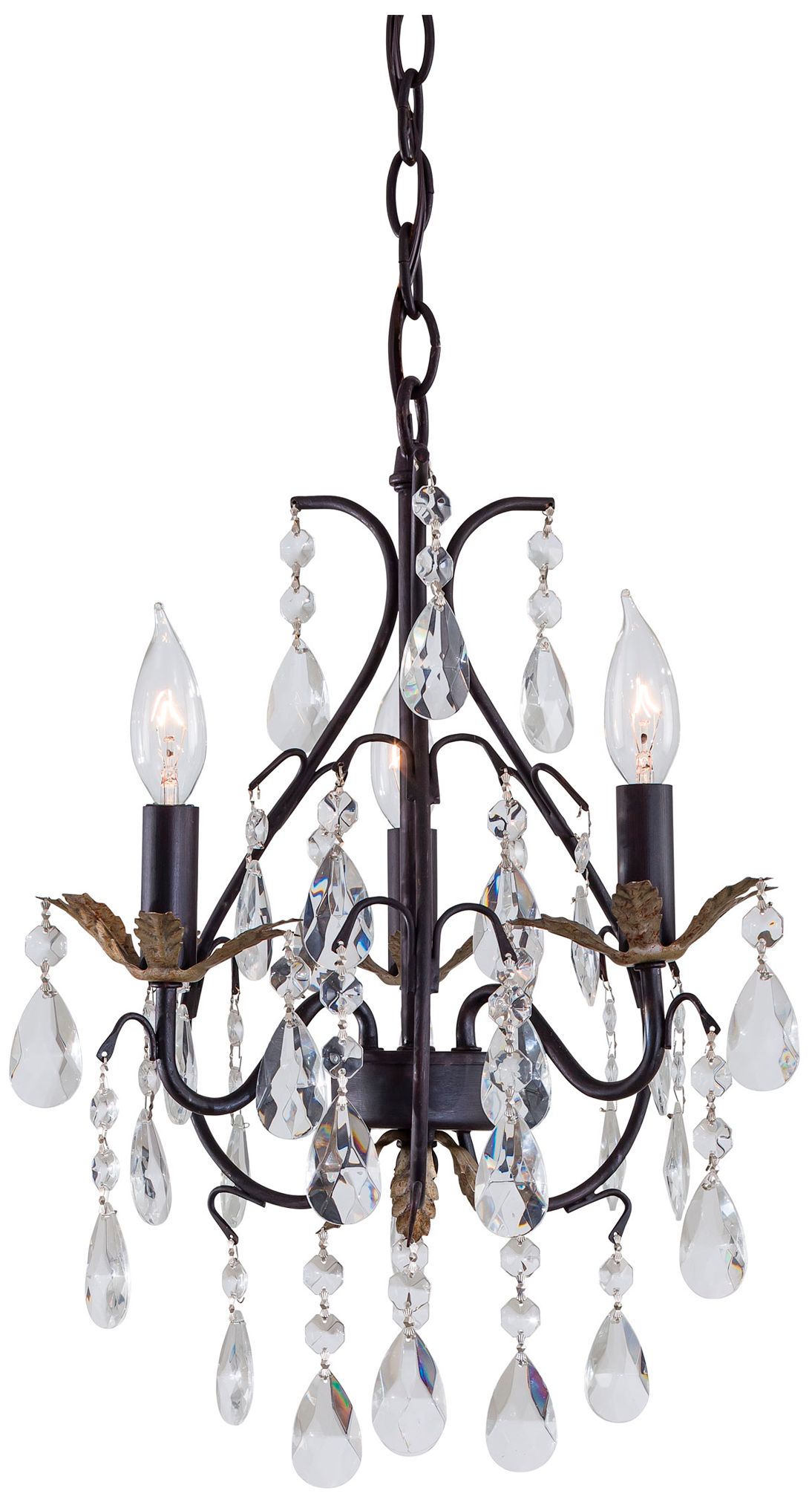 Image 2 Minka-Lavery 3-Light Castlewood Walnut and Silver Mini-Chandelier
