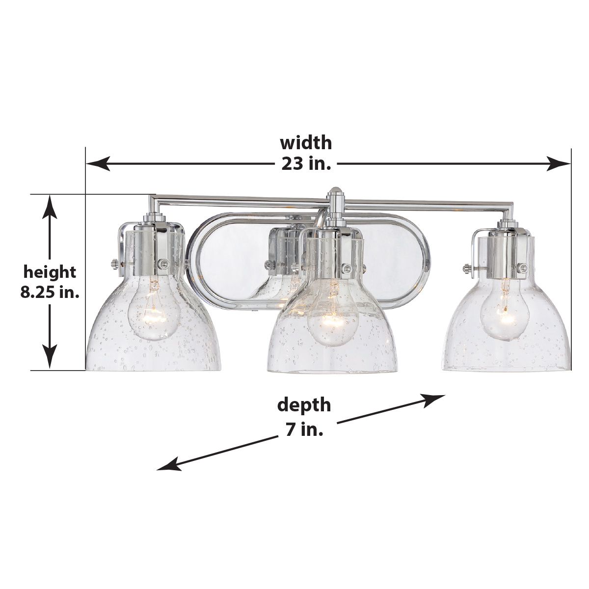 Image 6 Minka-Lavery 3-Light Chrome Vanity Light with Glass Shades more views