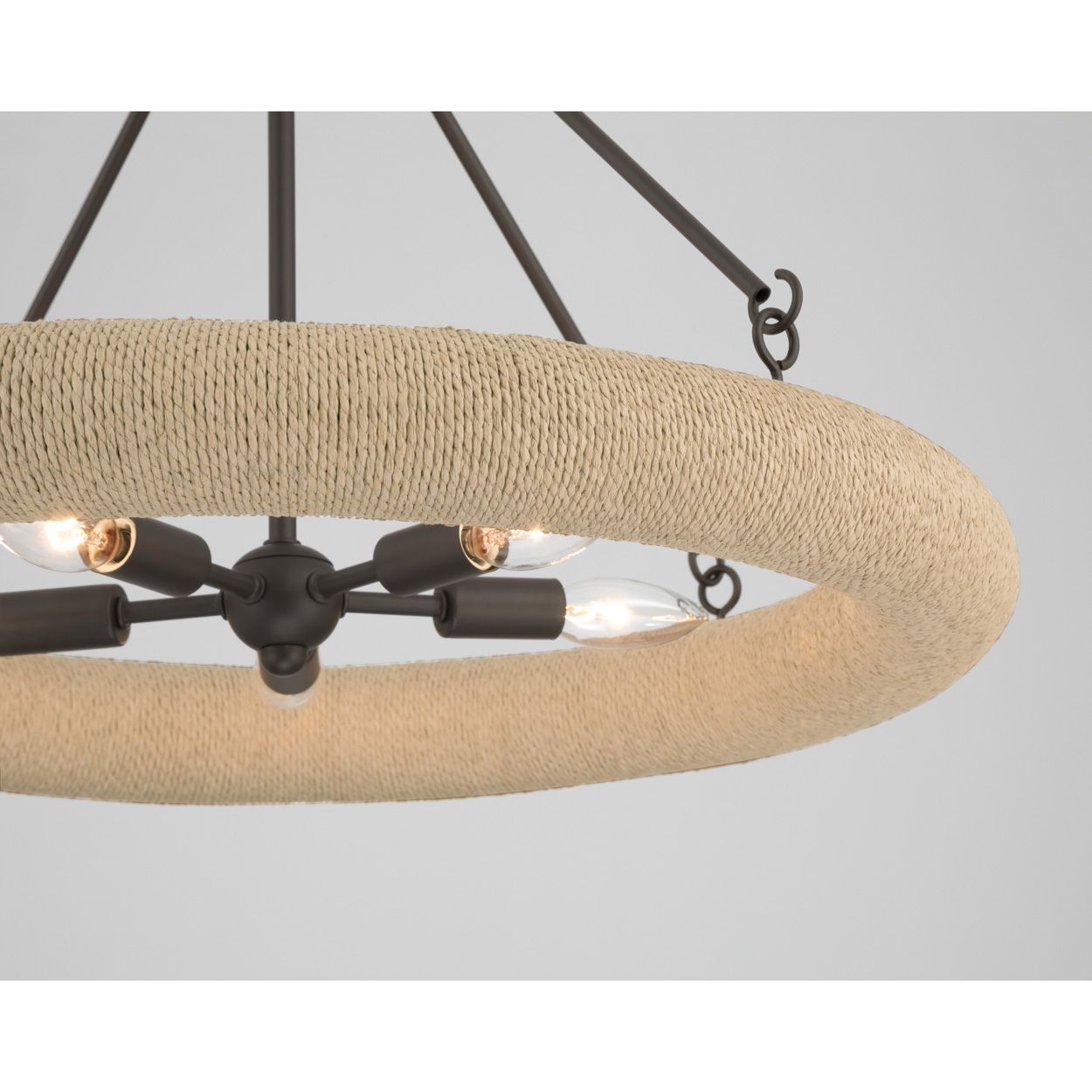 Minka Lavery Aeris 5-Light 24-in Dark Bronze and Natural Rope Pendant