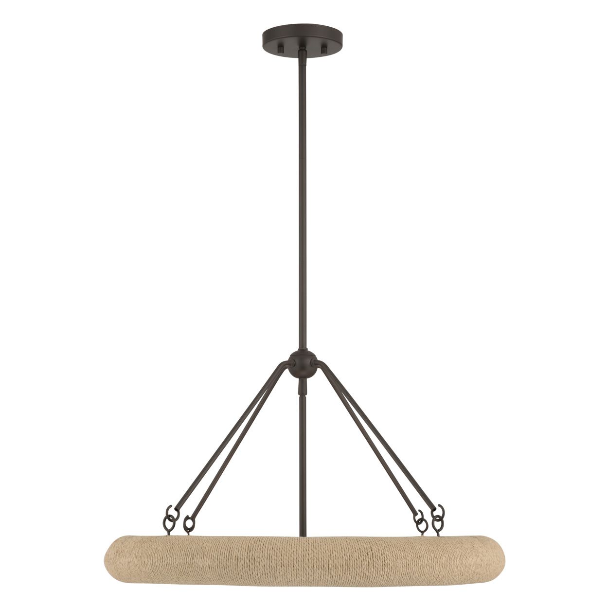 Minka Lavery Aeris 5-Light 24-in Dark Bronze and Natural Rope Pendant